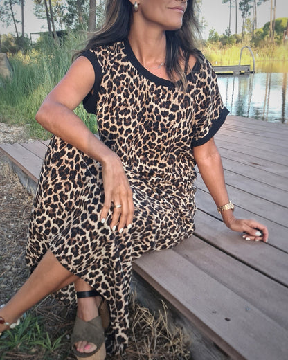 Vestido comprido Animal Print