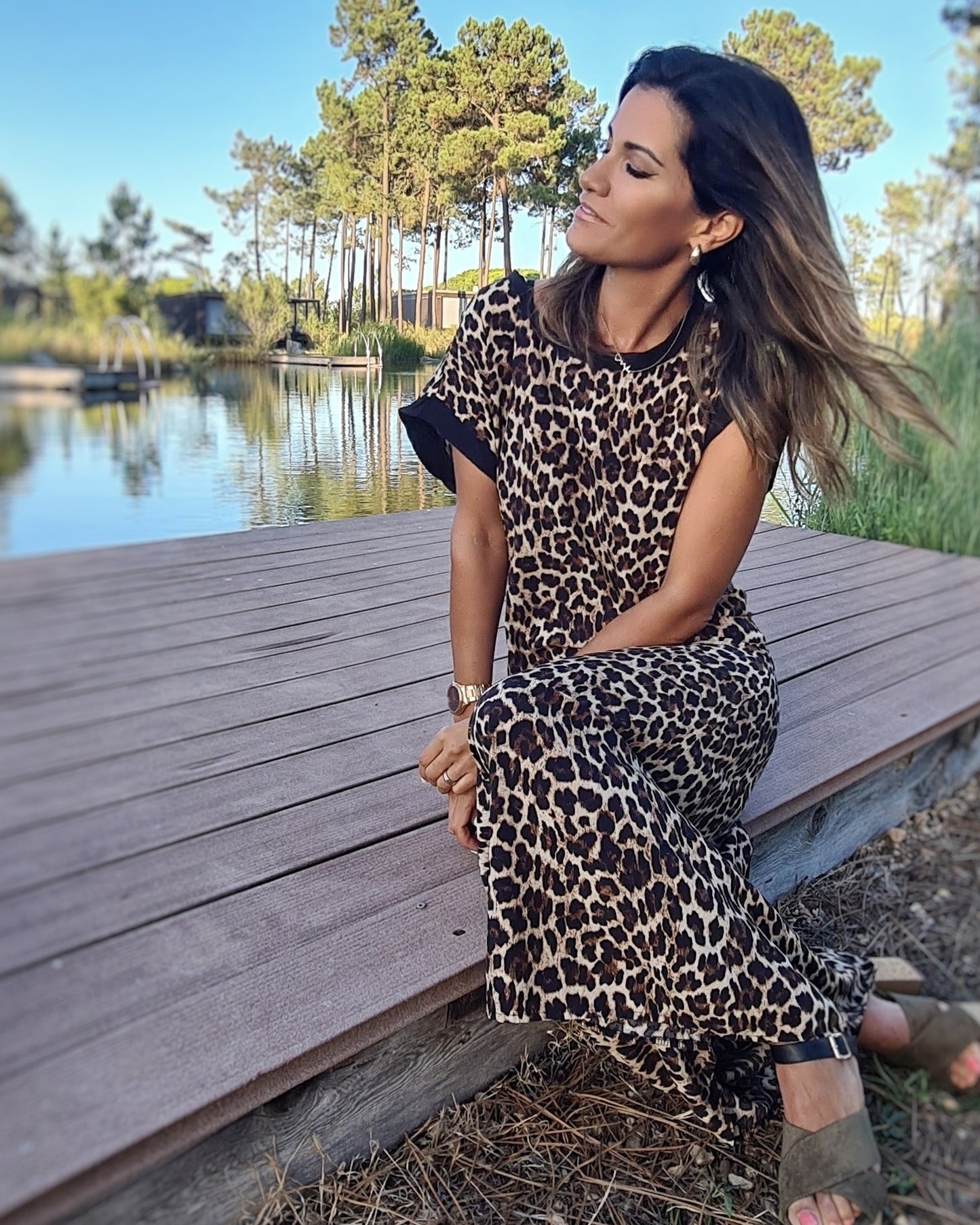 Vestido comprido Animal Print